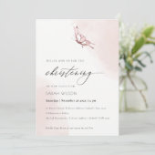 Cute Blush Waterverf Butterfly Christening Invite Bedankkaart (Staand voorkant)