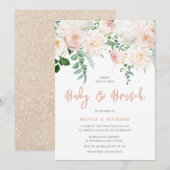 Cute Blush & White Floral Baby shower Brunch Kaart (Voorkant / Achterkant)