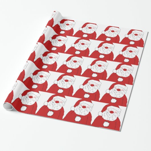 Cute Blushing Santa Cadeaupapier (Uitgerold)