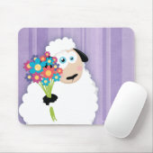 Cute Blushing Sheep Holding Flowers Novelty Muismat (Met muis)