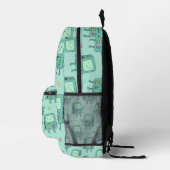 Cute BMO-Inspired Kawaii Mint Blue Backpack Bedrukte Rugzak (Rechts)