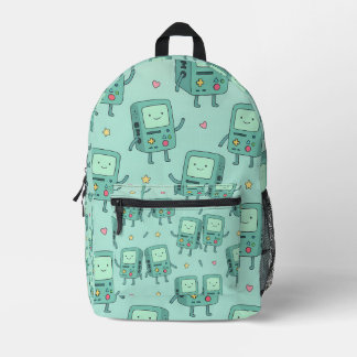 Cute BMO-Inspired Kawaii Mint Blue Backpack Bedrukte Rugzak