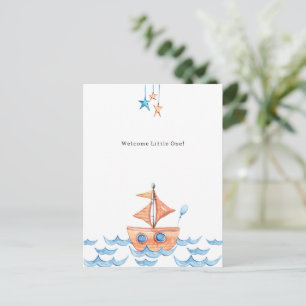 Cute Boat And Ocean Welcome New Baby Card Briefkaart