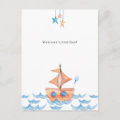 Cute Boat And Ocean Welcome New Baby Card Briefkaart (Voorkant)