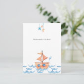 Cute Boat And Ocean Welcome New Baby Card Briefkaart (Staand voorkant)