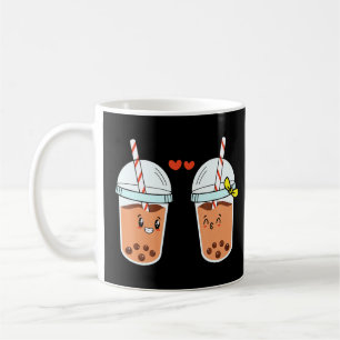 Cute Boba Bubble Milk Tea Couple for Valentine Day Koffiemok