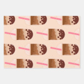 Cute Boba Bubble Tea Art Brown Pink Blush Inpakpapier Vel (Voorkant 3)