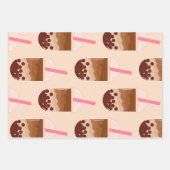 Cute Boba Bubble Tea Art Brown Pink Blush Inpakpapier Vel (Voorkant)