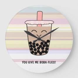 Cute Boba Milk Tea Pun Acrylwandklok Grote Klok