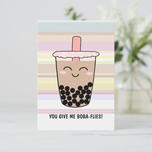 Cute Boba Milk Tea Pun Bedankkaart (Staand voorkant)