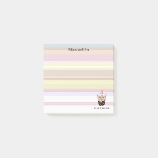 Cute Boba Milk Tea Pun Post-it Notes (Voorkant)