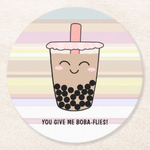 Cute Boba Milk Tea Pun Ronde Kartonnen Onderzetter