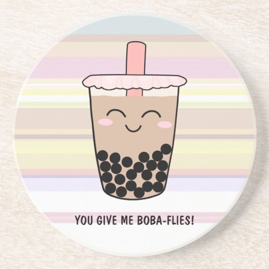 Cute Boba Milk Tea Pun Sandstone Onderzetter (Voorkant)