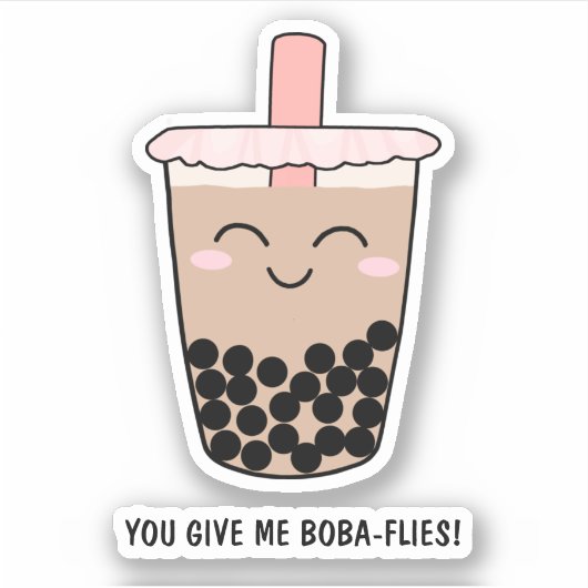 Cute Boba Milk Tea Pun Sticker (Voorkant)