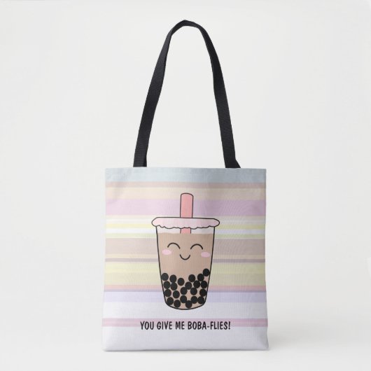 Cute Boba Milk Tea Pun Tote Bag (Voorkant)