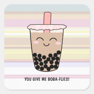 Cute Boba Milk Tea Pun Vierkante Sticker