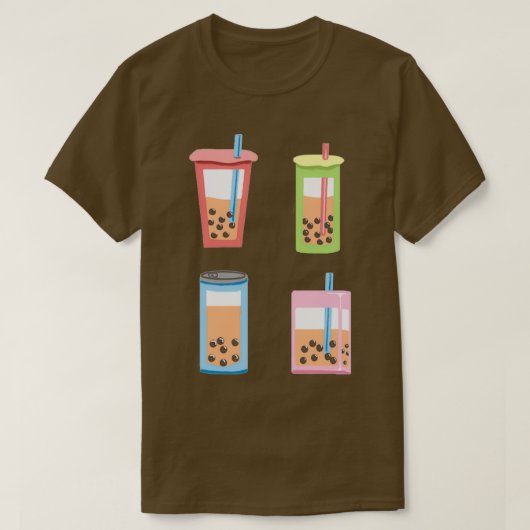 Cute Boba Milk Tea Set Sticker Sheet T-shirt (Design voorkant)