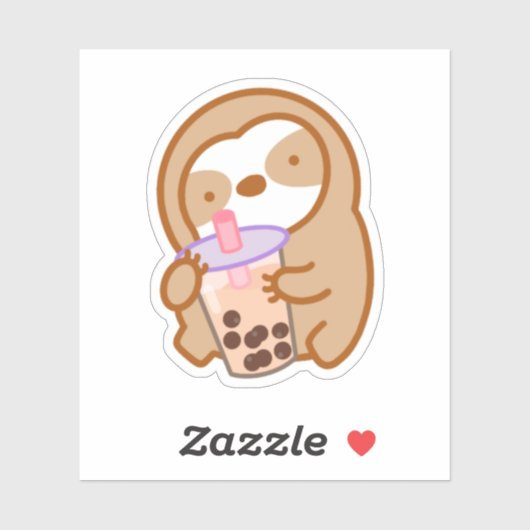 Cute Boba Milk Tea Sloth Sticker (Vel)