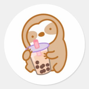 Cute Boba Milk Tea Sloth Sticker