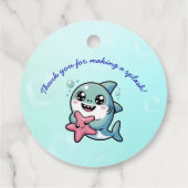 Cute Boba Shark Under The Sea Baby Shower Bedankjes Labels (Achterkant)