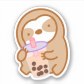Cute Boba Sloth Sticker (Voorkant)