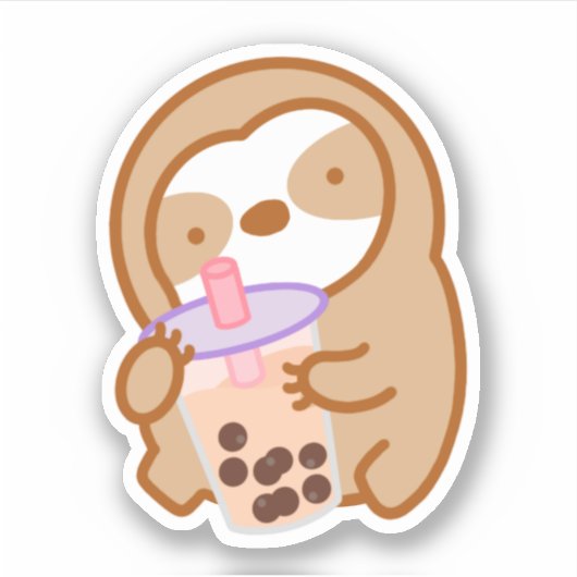 Cute Boba Sloth Sticker (Voorkant)