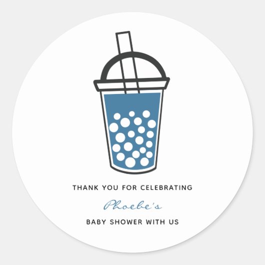 Cute Boba Tea Baby shower Dank u persoonlijk Ronde Sticker (Voorkant)