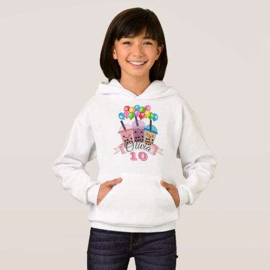 Cute Boba Tea Birthday Celebration Hoodie (Voorkant volledig)