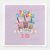 Cute Boba Tea Birthday Celebration Napkins Servet (Voorkant)