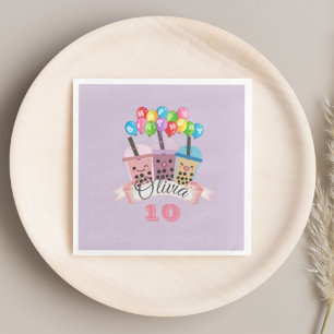 Cute Boba Tea Birthday Celebration Napkins Servet
