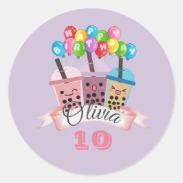 Cute Boba Tea Birthday Celebration Sticker