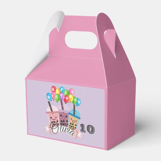 Cute Boba Tea Birthday Party Favor Box Bedankdoosjes (Voorkant Zijde)