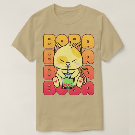 Cute Boba Tea Cat T-shirt (Design voorkant)