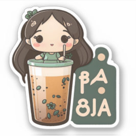 Cute Boba Tea Girl Sticker