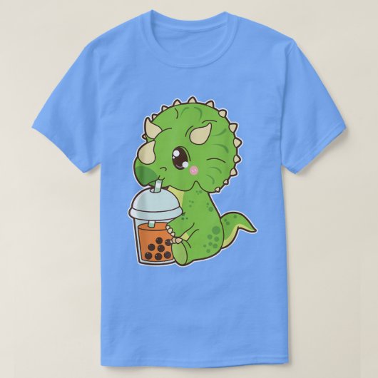 Cute Boba Triceratops Dinosaur Thai Iced Bubble Mi T-shirt (Design voorkant)
