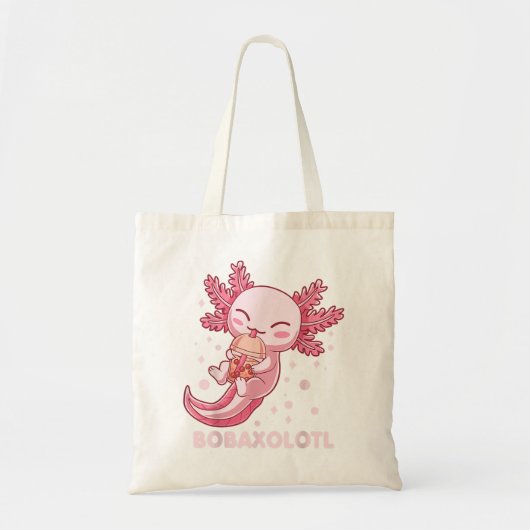 Cute Bobaxolotl Boba Tea Bubble Milk Kawaii Axolot Tote Bag (Voorkant)
