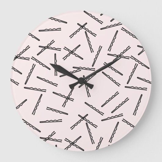 Cute Bobby Pins Wall Clock Grote Klok (Voorkant)