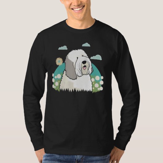 Cute Bobtail Dog on Old English Sheepdog 2 T-shirt (Voorkant)