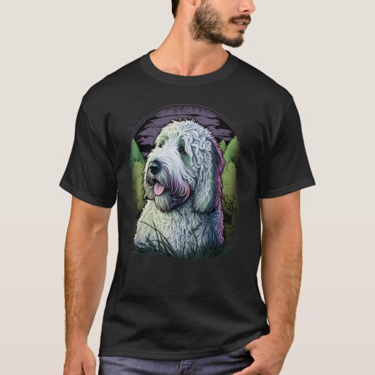 Cute Bobtail Dog on Old English Sheepdog T-shirt (Voorkant)