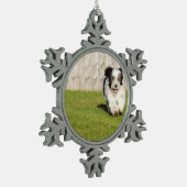 Cute Bobtail Sheepdog Tin Sneeuwvlok Ornament (Links)