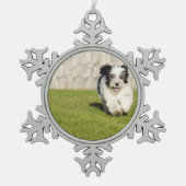 Cute Bobtail Sheepdog Tin Sneeuwvlok Ornament (Voorkant)