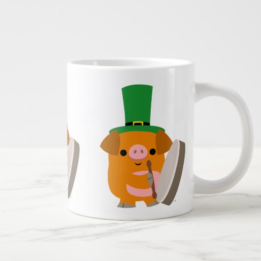 Cute Bodhran Cartoon Pig Grote Koffiekop (Rechts)