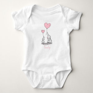 Cute bodysuit en baby olifanten en naam