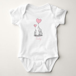 Cute bodysuit en baby olifanten en naam