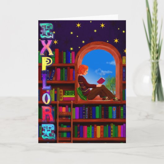 Cute-boekenkaart voor lezer feestdagen kaart (Voorkant)
