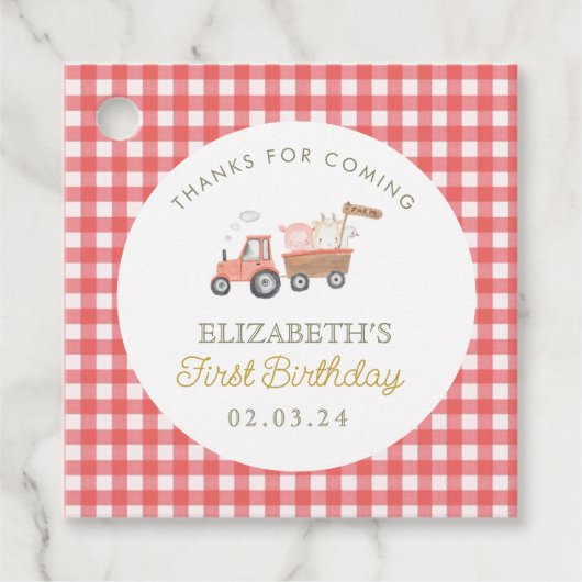 Cute Boerderij Animal Barnyard Birthday Bedankjes Labels (Voorkant)