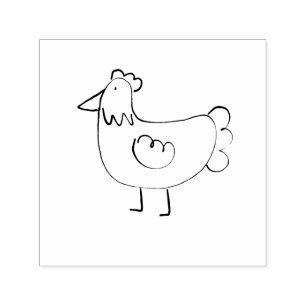 Cute Boerderij Animal Chicken Hen Cartoon Draft Cr Zelfinktende Stempel