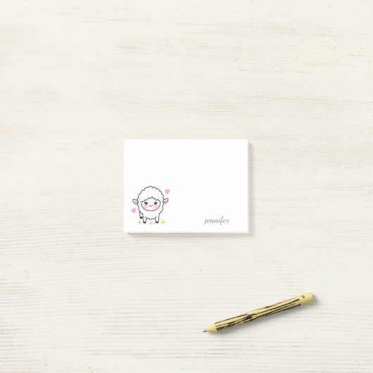 Cute Boerderij Animal Lamb personaliseren Post-it® Notes (Op bureau)