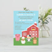 Cute Boerderij Barnyard Animal Birthday Party Kaart (Staand voorkant)