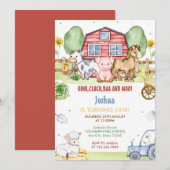 Cute boerderij barnyard dieren verjaardagsfeestje kaart (Voorkant / Achterkant)